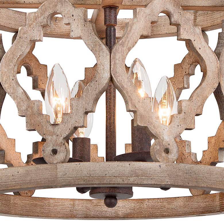 Image 2 Deladykir 14" Wide Aged Iron 4-Light Drum Chandelier more views