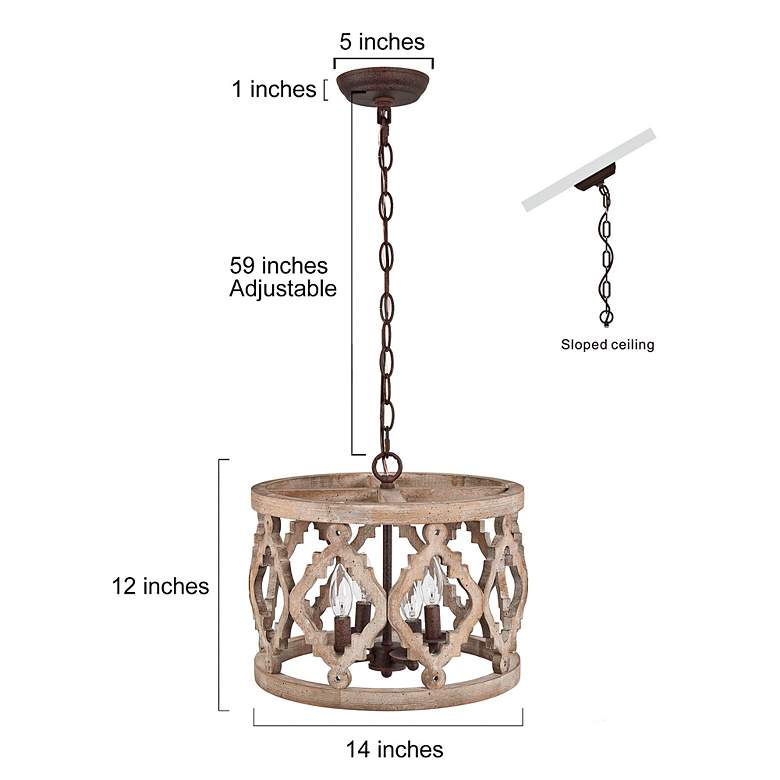 Image 7 Deladykir 14" Wide Aged Iron 4-Light Drum Chandelier more views