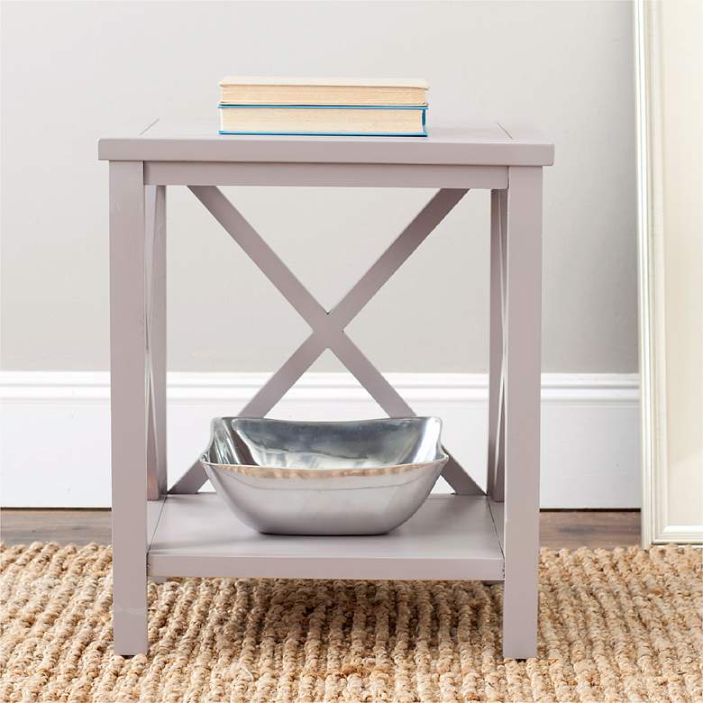 Image 2 Delaina 18 inch Wide Gray Wood End Table more views