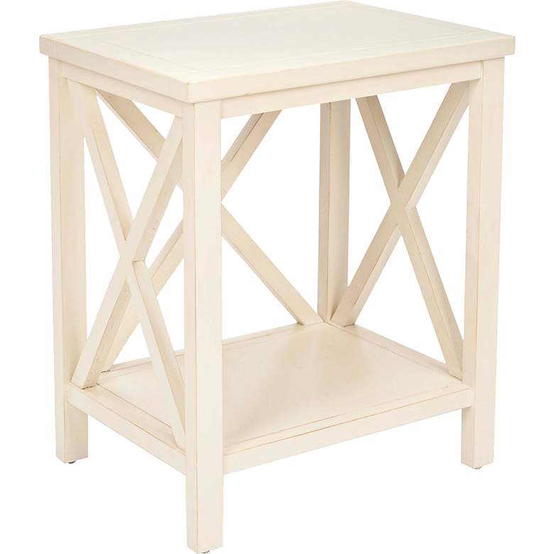 Image 1 Delaina 18 inch Wide Off White Wood End Table