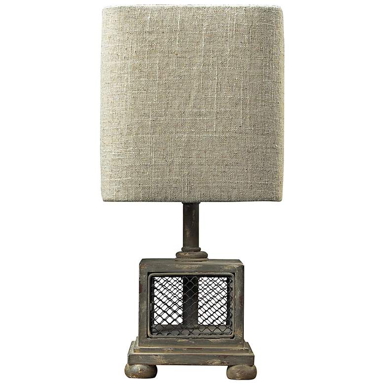 Image 1 Delambre 13 inch High Montauk Grey Mesh Accent Table Lamp