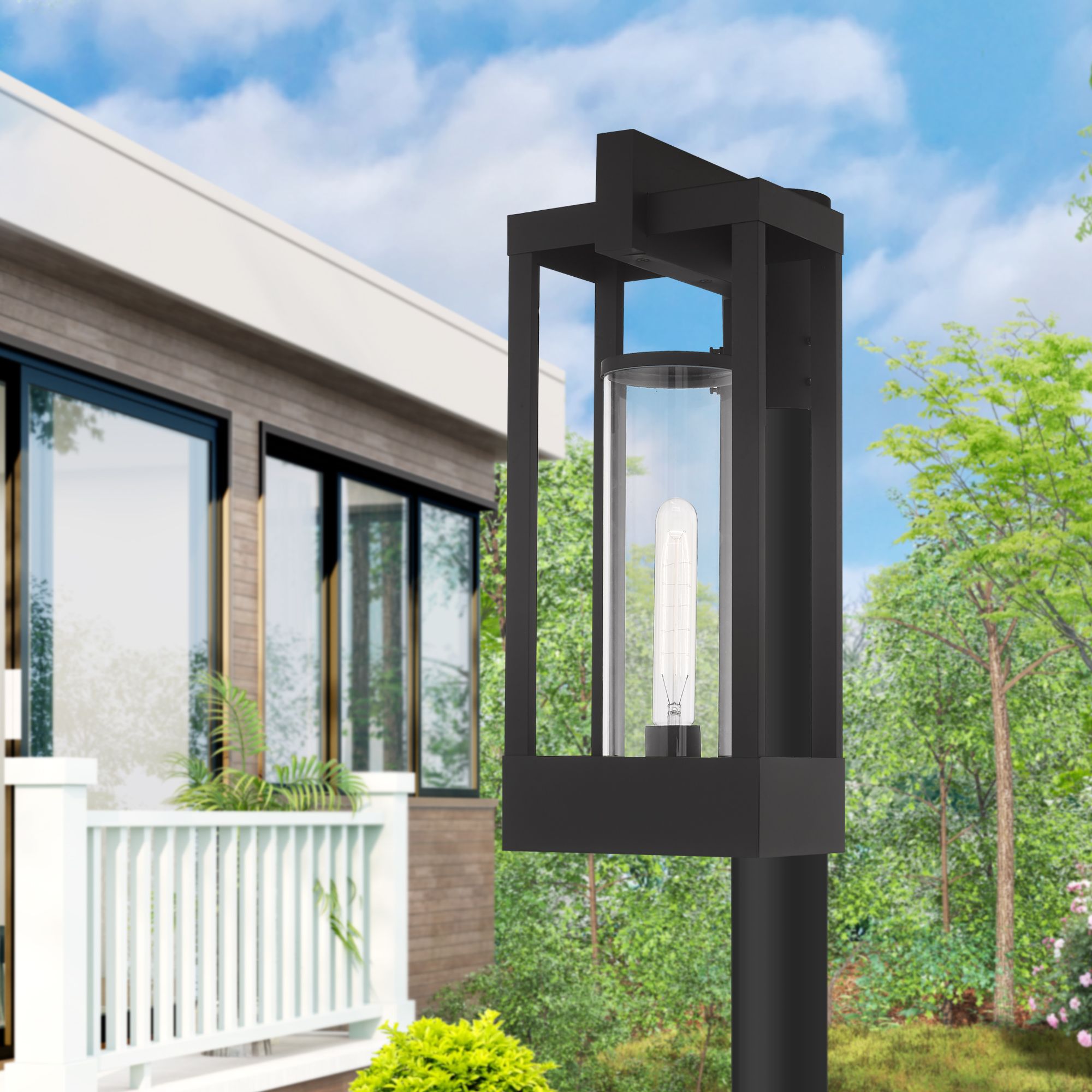 Delancey 1 Light Black Outdoor Post Top Lantern