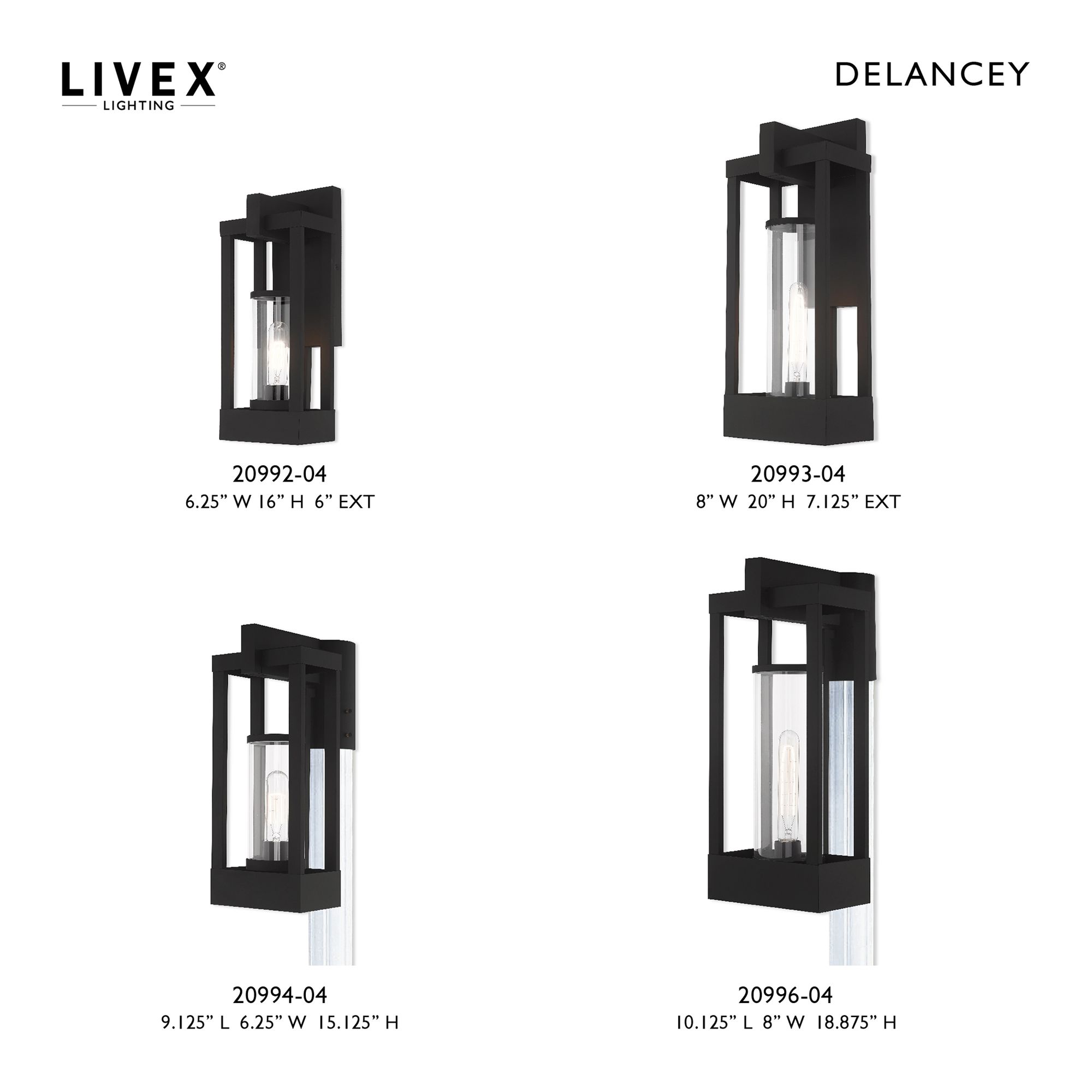 Delancey 1 Light Black Outdoor Post Top Lantern