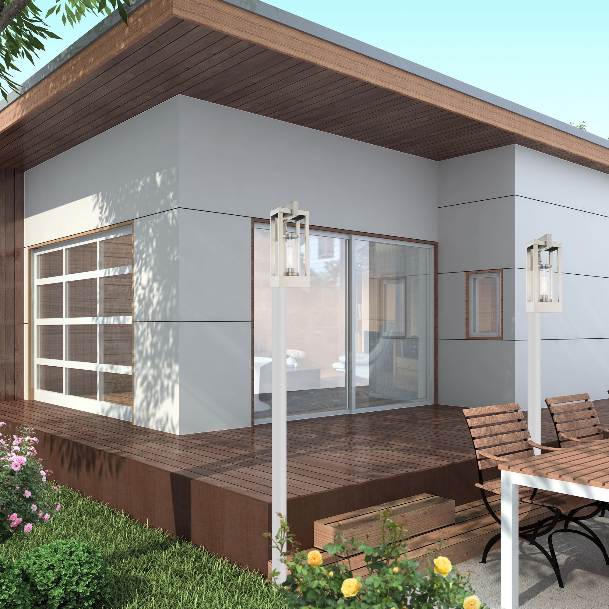 Delancey 1 Light Brushed Nickel Outdoor Post Top Lantern