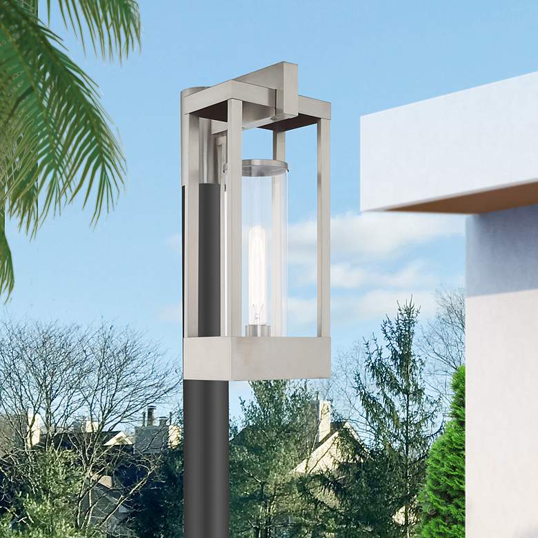 Image 1 Delancey 1 Light Brushed Nickel Outdoor Post Top Lantern