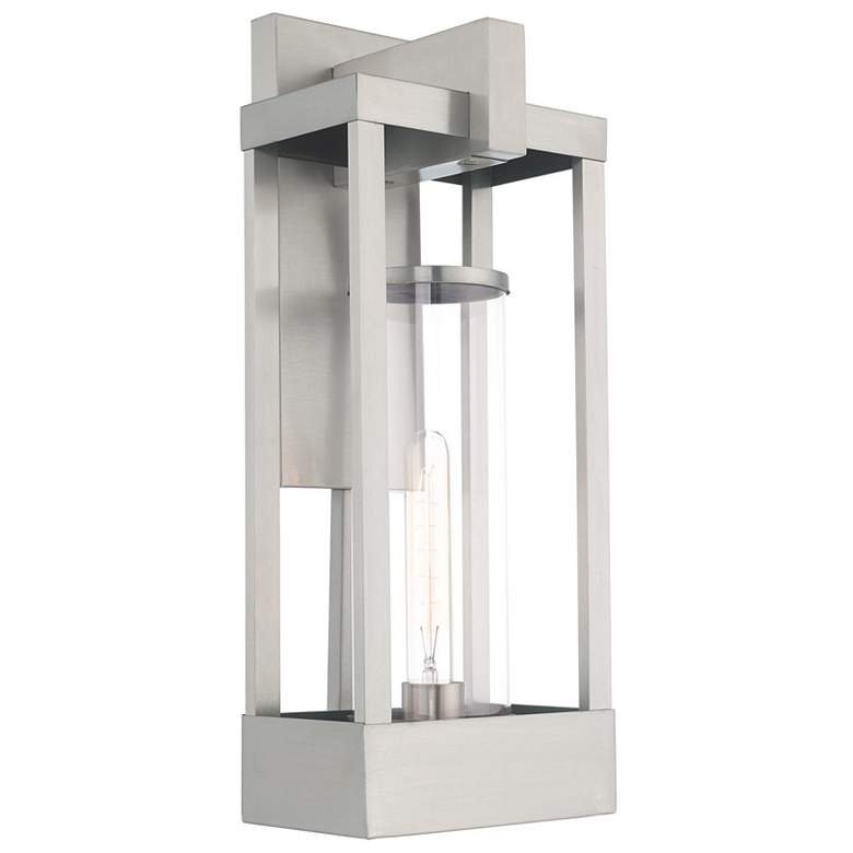 Image 1 Delancey 1 Light Brushed Nickel Outdoor Wall Lantern