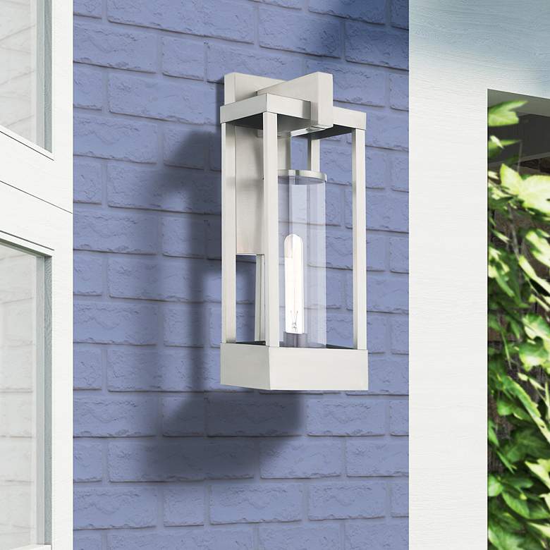 Image 1 Delancey 1 Light Brushed Nickel Outdoor Wall Lantern