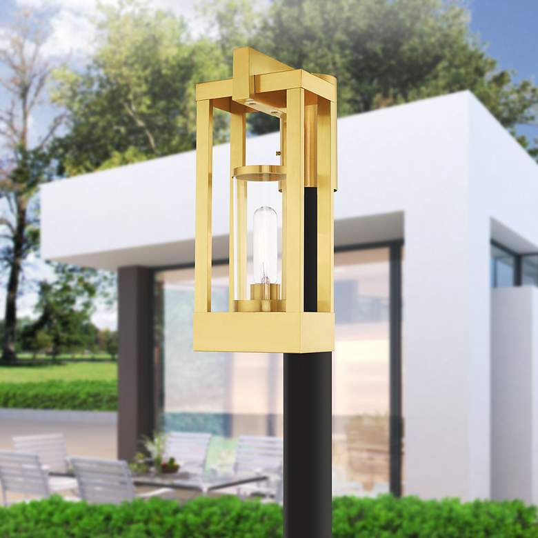 Image 1 Delancey 1 Light Satin Brass Outdoor Post Top Lantern