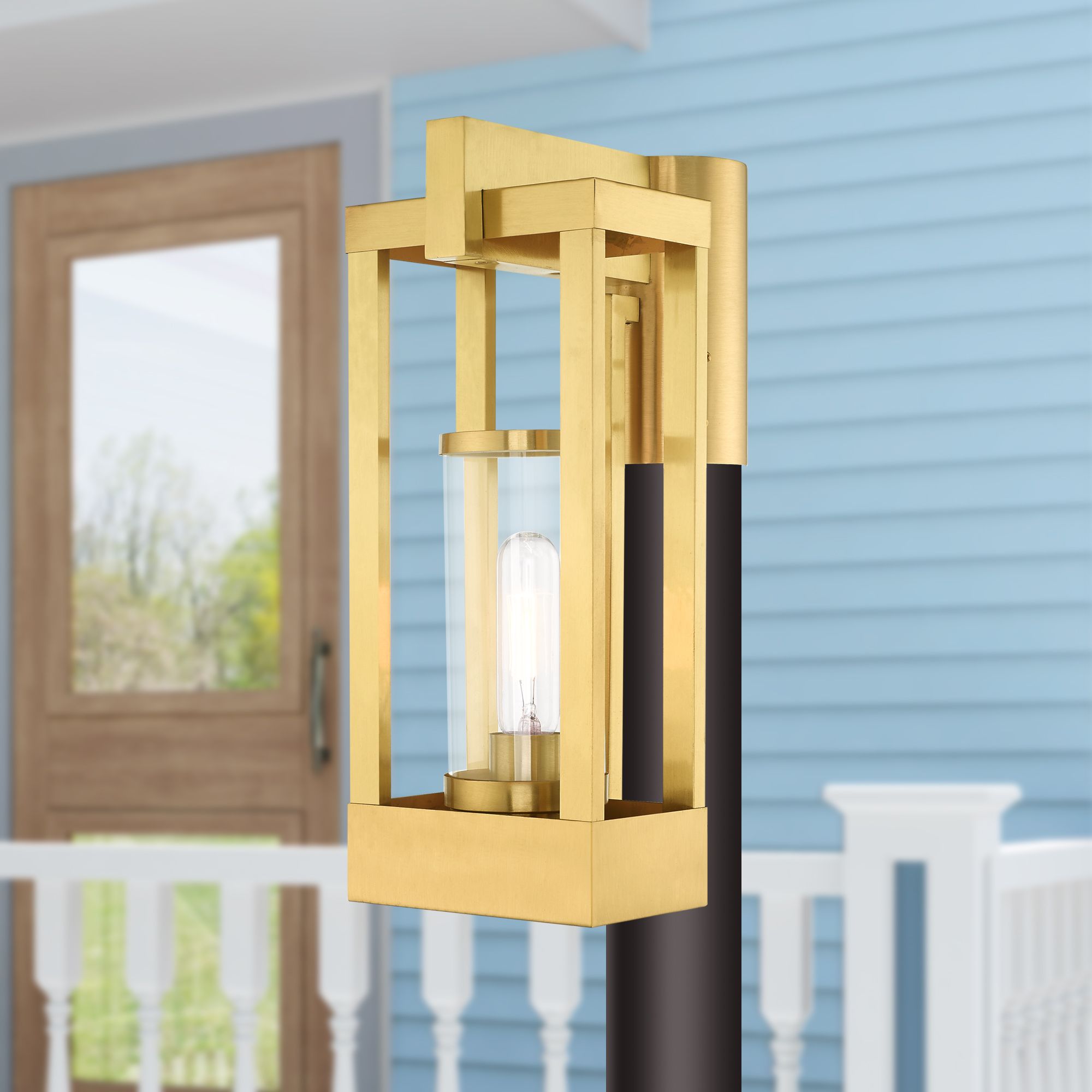 Delancey 1 Light Satin Brass Outdoor Post Top Lantern