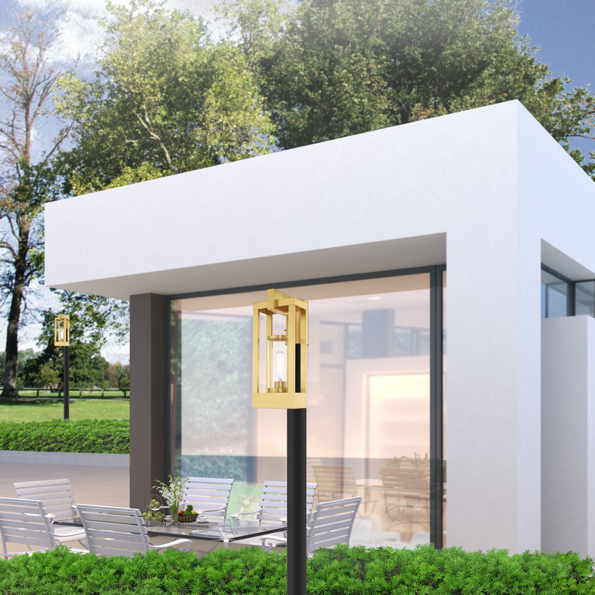 Delancey 1 Light Satin Brass Outdoor Post Top Lantern