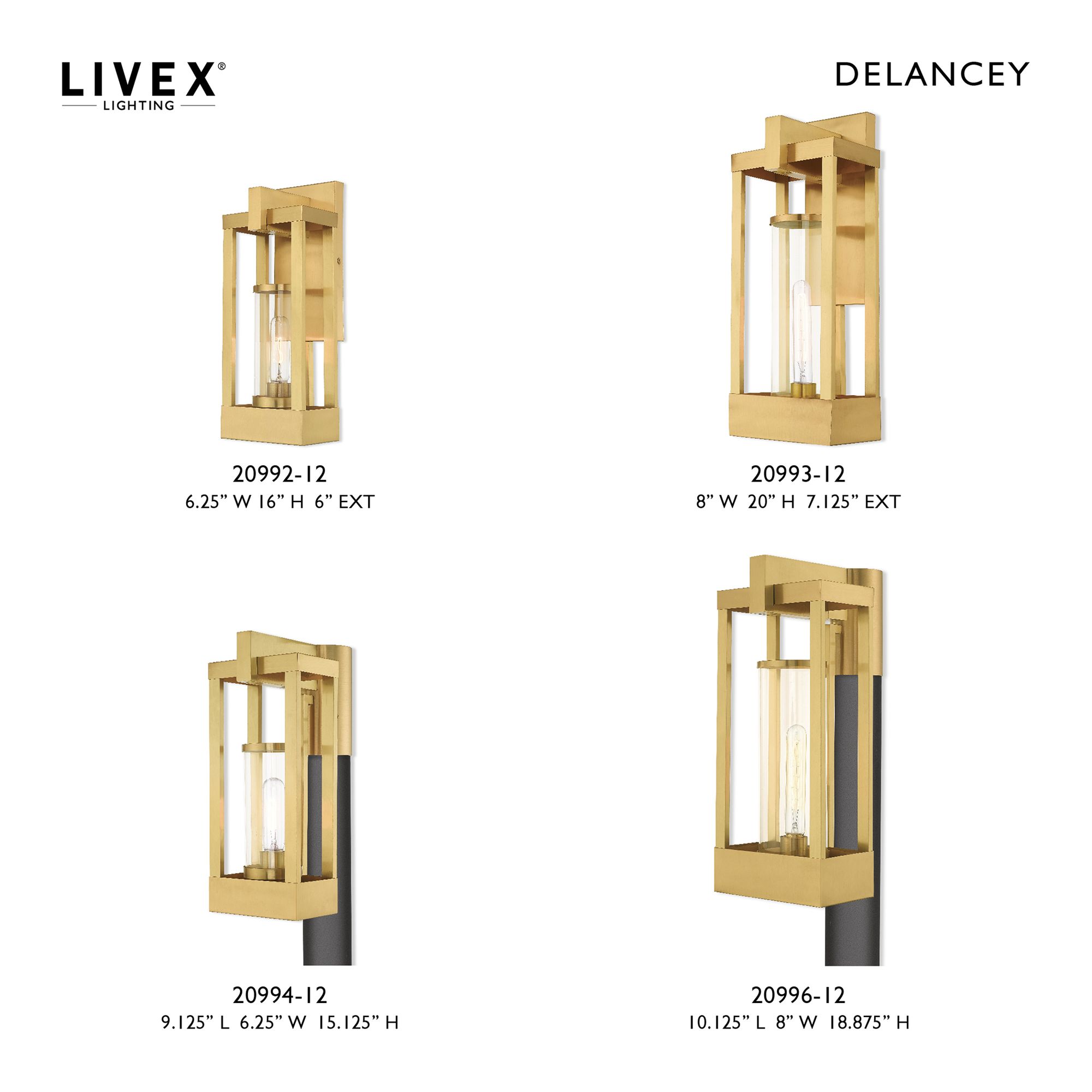 Delancey 1 Light Satin Brass Outdoor Post Top Lantern