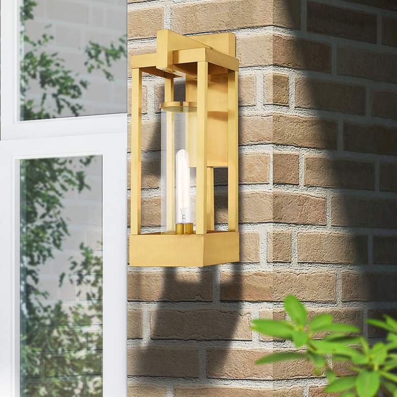 Image 1 Delancey 1 Light Satin Brass Outdoor Wall Lantern