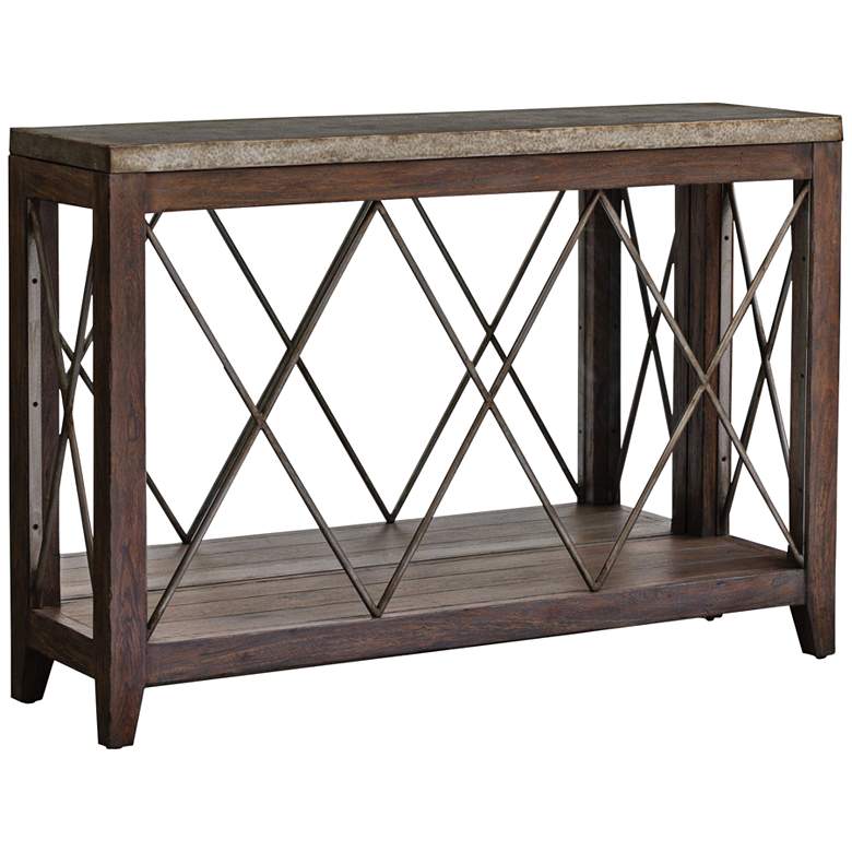 Image 1 Delancey 50 inch Wide Weathered Oak Console Table by Uttermost