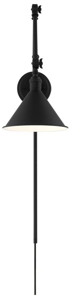 Image 5 Delancey Matte Black Swing Arm Wall Lamp more views