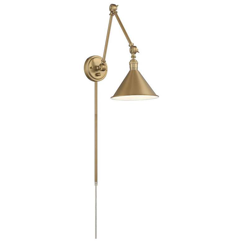 Image 1 Delancey Swing Arm Lamp; Burnished Brass with Switch