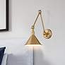 1_Delancey Swing Arm Lamp; Burnished Brass with Switch