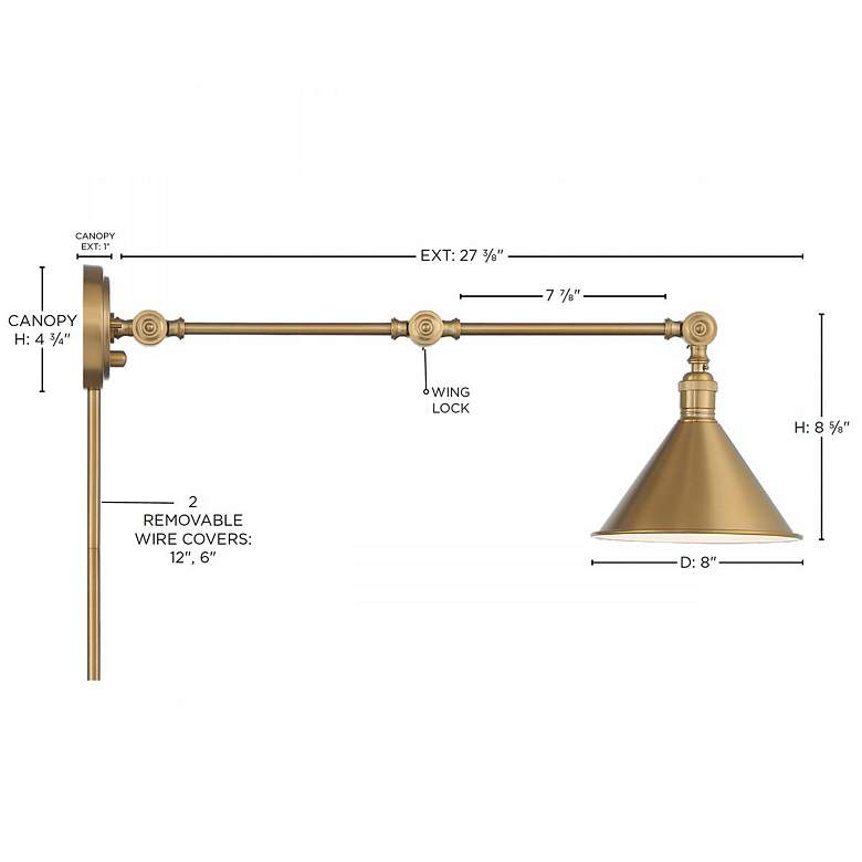 Image 7 Delancey Swing Arm Lamp; Burnished Brass with Switch more views
