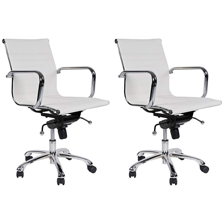 Image 1 Delancey White Mid-Back Adjustable Office Chair Set of 2