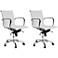 Delancey White Mid-Back Adjustable Office Chair Set of 2