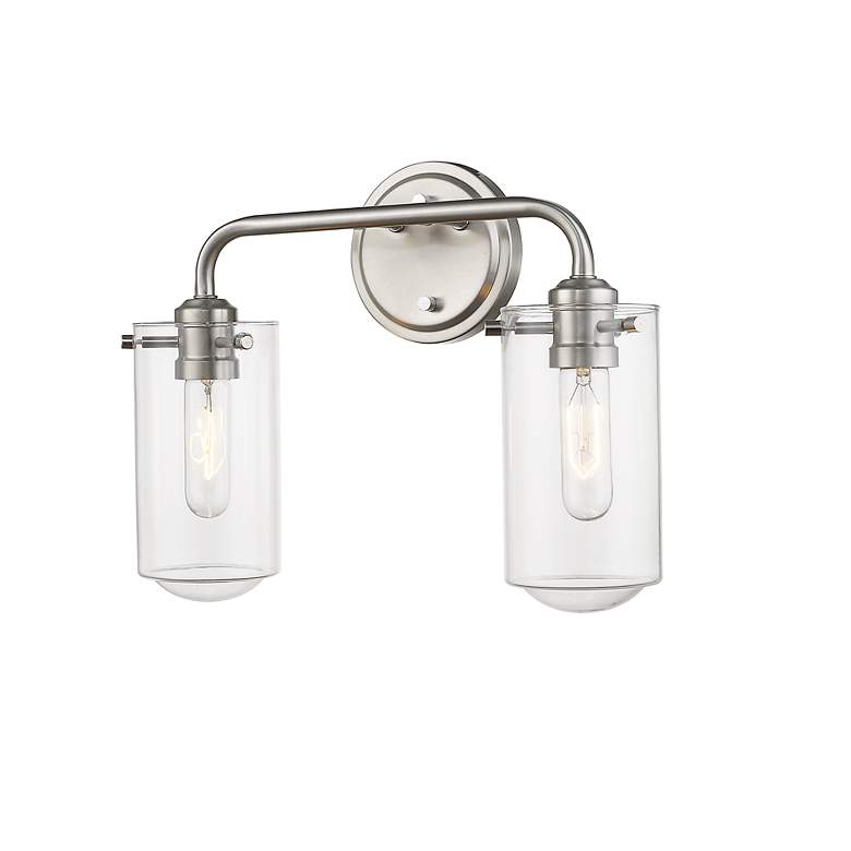 Image 2 Delaney 15 inch Wide High Brushed Nickel 2-Light Bath Light more views