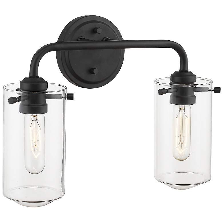 Image 2 Delaney 15" Wide High Matte Black 2-Light Bath Light