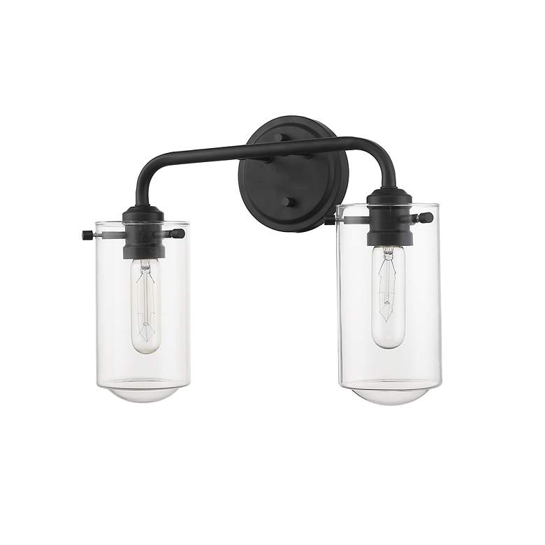 Image 6 Delaney 15" Wide High Matte Black 2-Light Bath Light more views