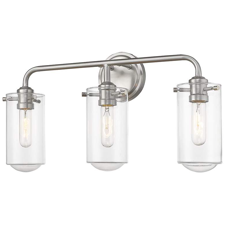 Image 2 Delaney 22 inch Wide High Brushed Nickel 3-Light Bath Light