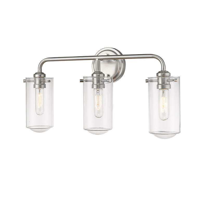 Image 4 Delaney 22 inch Wide High Brushed Nickel 3-Light Bath Light more views