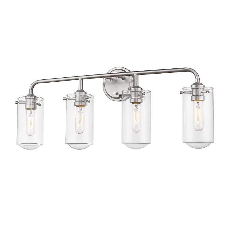 Image 3 Delaney 30 inch Wide High Brushed Nickel 4-Light Bath Light more views