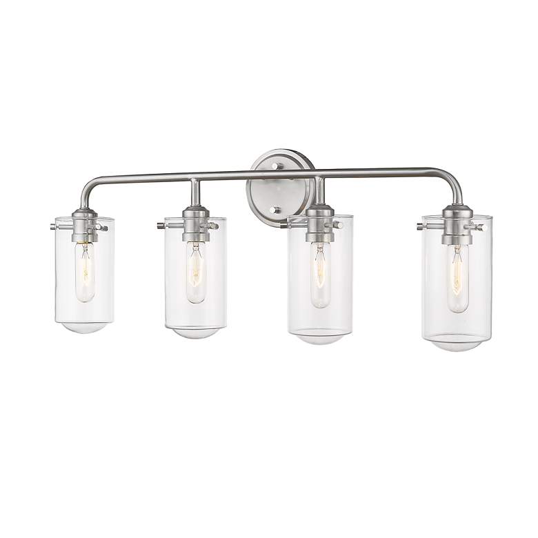 Image 4 Delaney 30 inch Wide High Brushed Nickel 4-Light Bath Light more views