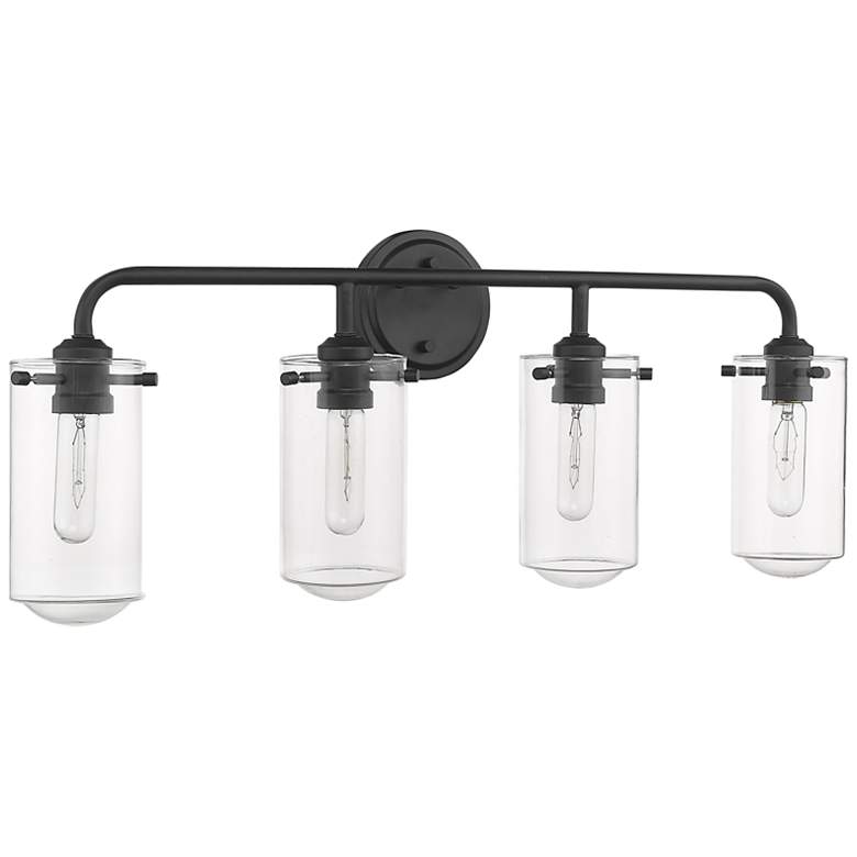 Image 2 Delaney 30" Wide High Matte Black 4-Light Bath Light