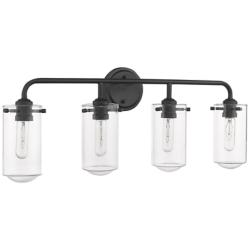 Delaney 30" Wide High Matte Black 4-Light Bath Light