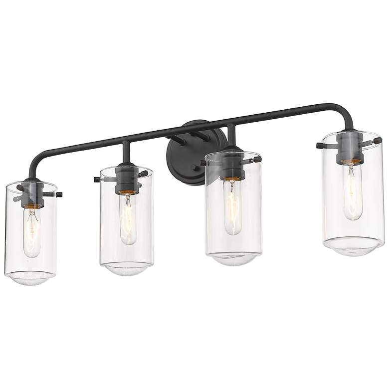 Image 4 Delaney 30" Wide High Matte Black 4-Light Bath Light more views