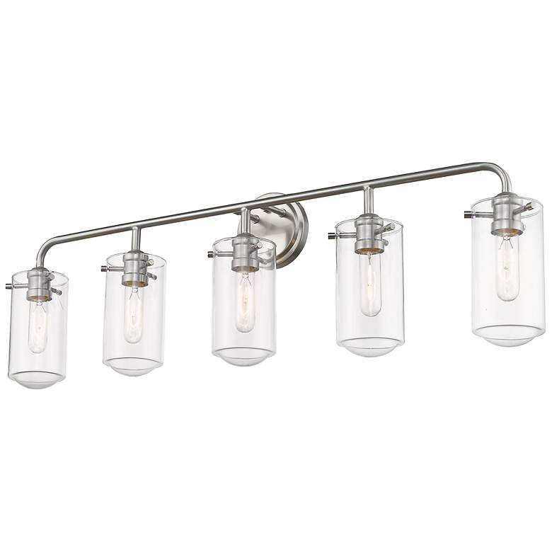 Image 2 Delaney 38 inch Wide High Brushed Nickel 5-Light Bath Light