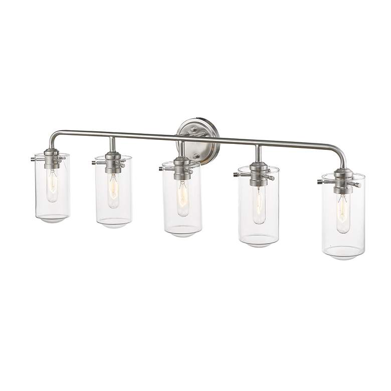 Image 3 Delaney 38 inch Wide High Brushed Nickel 5-Light Bath Light more views