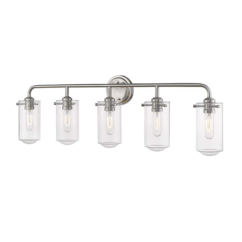 Image 4 Delaney 38 inch Wide High Brushed Nickel 5-Light Bath Light more views