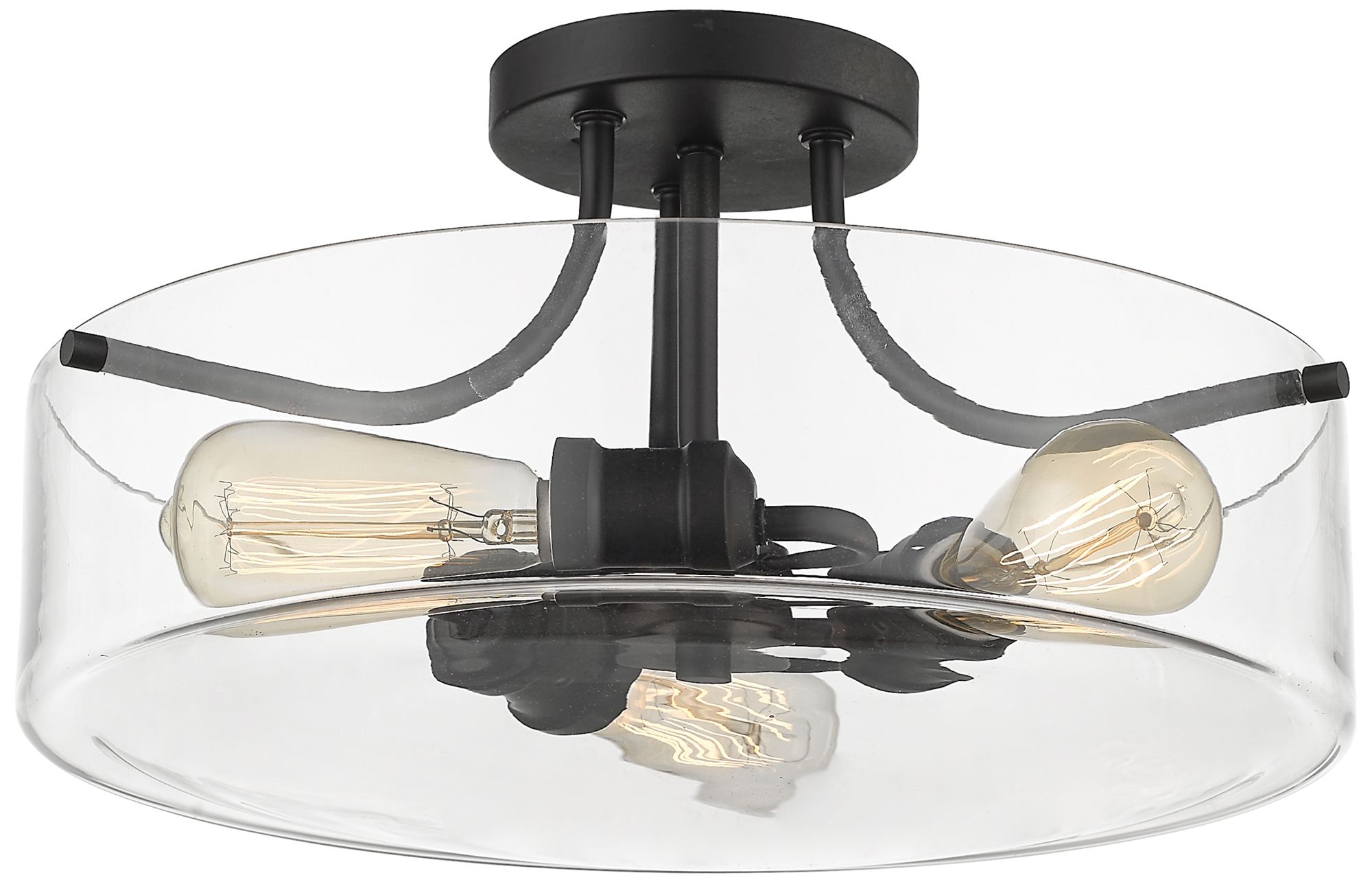 Delaney by Z-Lite Matte Black 15 inch 3 Light Semi Flush Mount