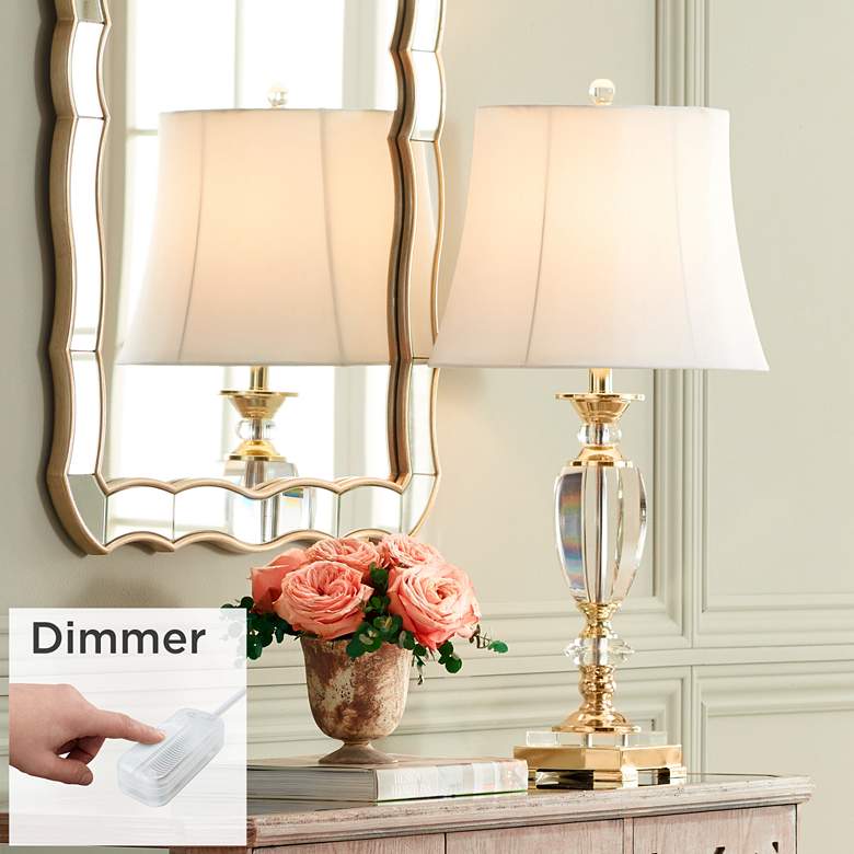 Image 1 Delaney Crystal and Brass Table Lamp with Tabletop Dimmer