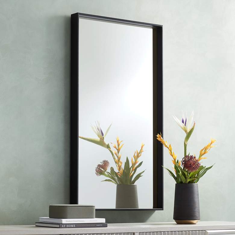 Image 1 Delaney Matte Black 24"x42" Rectangular Wall Mirror