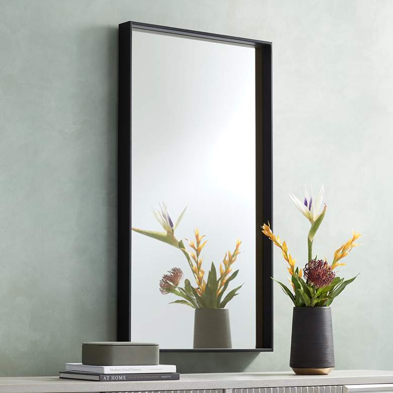 Image 1 Delaney Matte Black 24 inchx42 inch Rectangular Wall Mirror