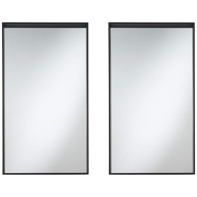 Image 1 Delaney Matte Black 24" x 42" Rectangular Wall Mirrors Set of 2
