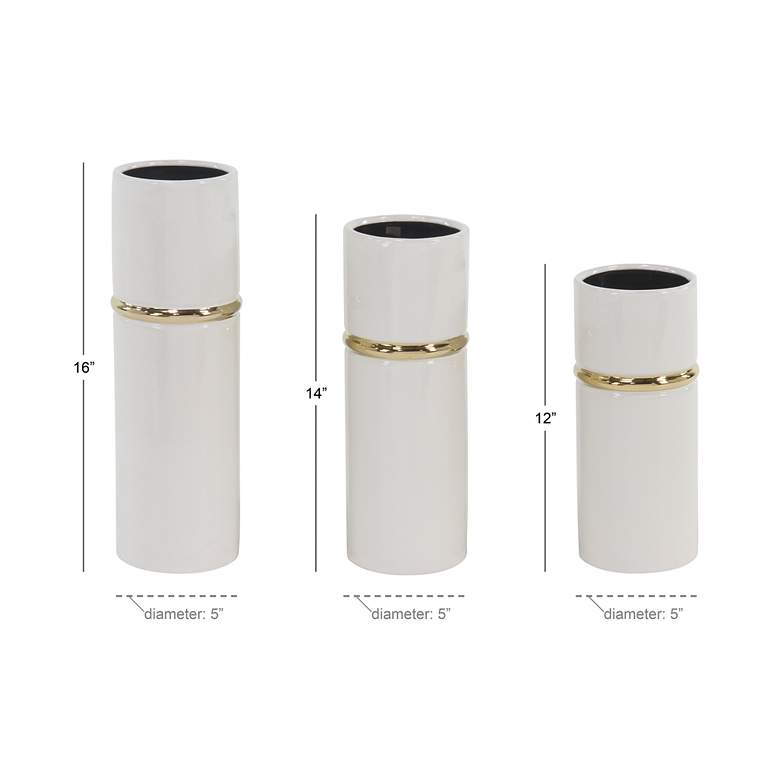 Image 3 Delaney Smooth White Ceramic Cylinder Vases Set of 3 more views