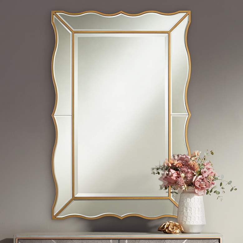 Image 1 Delania 28 inch x 42 inch Antique Gold Fancy Edged Wall Mirror
