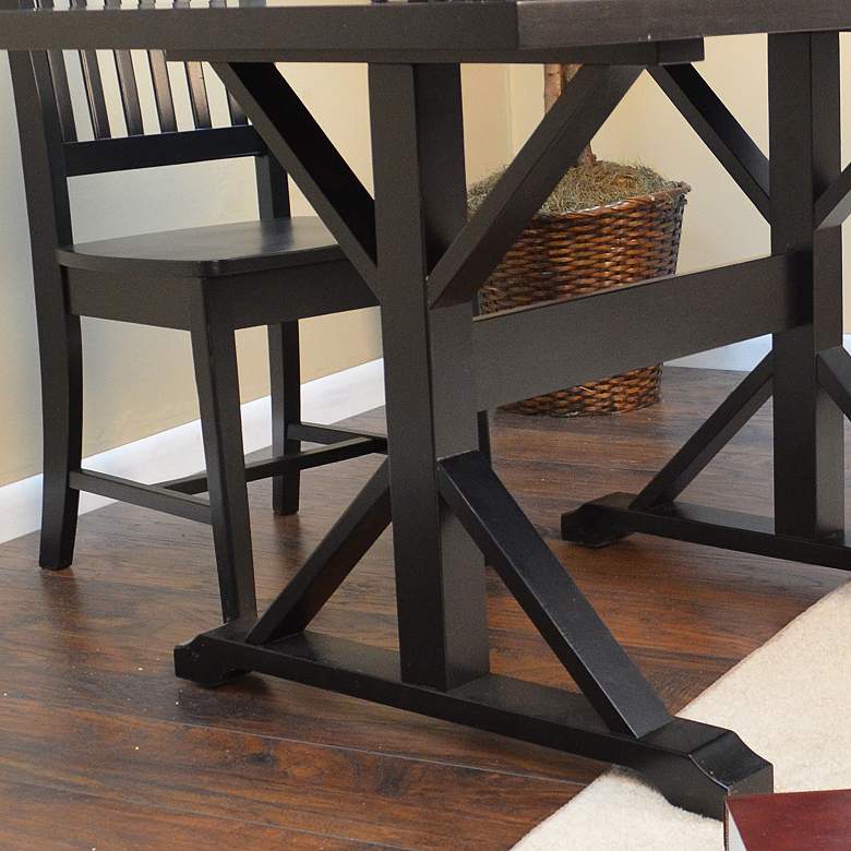 Image 3 Delano 48" Wide Antique Black Wood Rectangular Trestle Desk more views