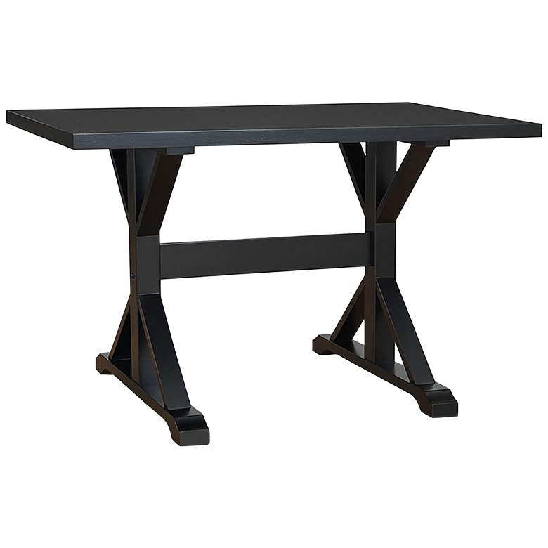 Image 4 Delano 48" Wide Antique Black Wood Rectangular Trestle Desk more views