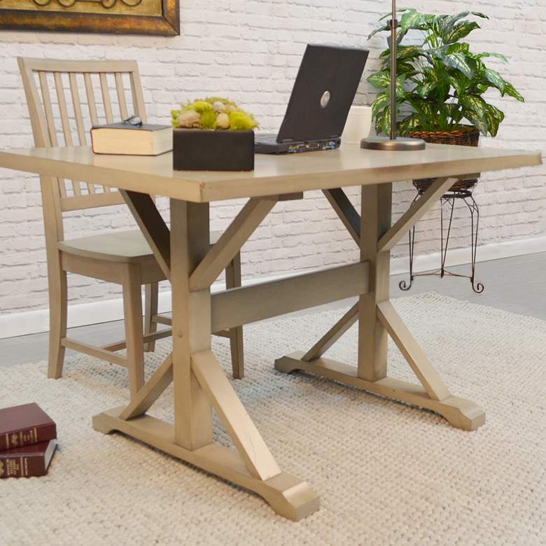 Image 1 Delano 48"W Weathered Gray Wood Rectangular Trestle Desk