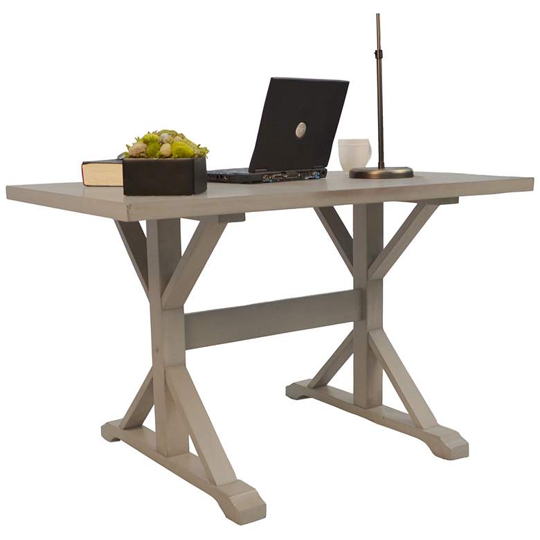 Image 3 Delano 48"W Weathered Gray Wood Rectangular Trestle Desk more views