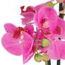Delfina Rose-Red Orchid 24" High Faux Flowers in Ceramic Pot in scene