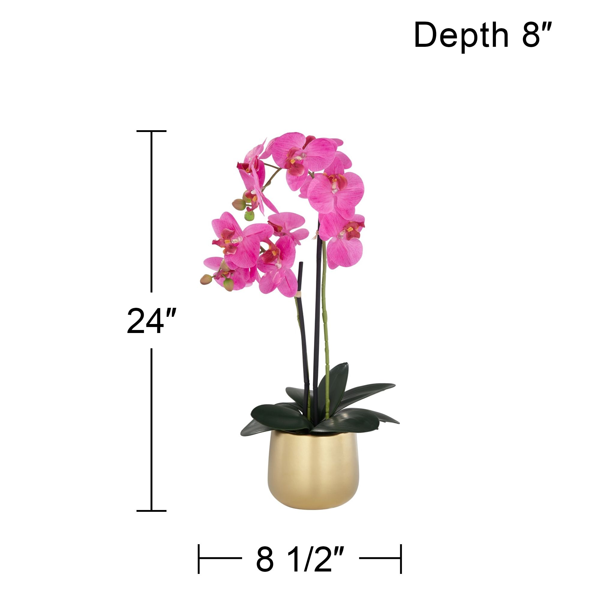 Delfina Rose-Red Orchid 24" High Faux Flowers in Ceramic Pot in scene