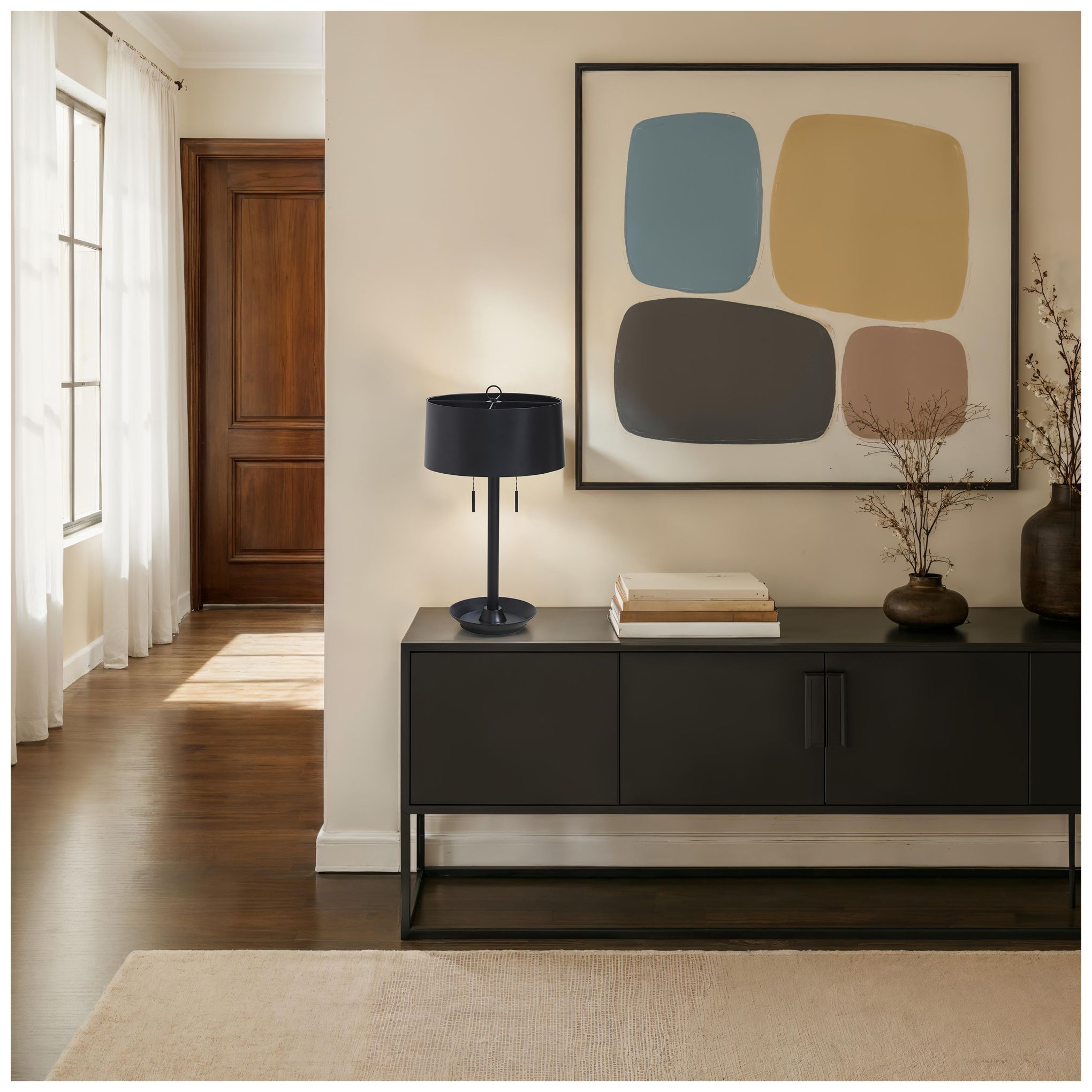 Image 2 Delfino 31" Tall Texture Beige Resin Table Lamp with Drum Linen Shade more views